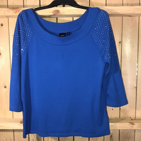 Rafaella Blue Embellished Blouse XLP - Picture 1 of 5